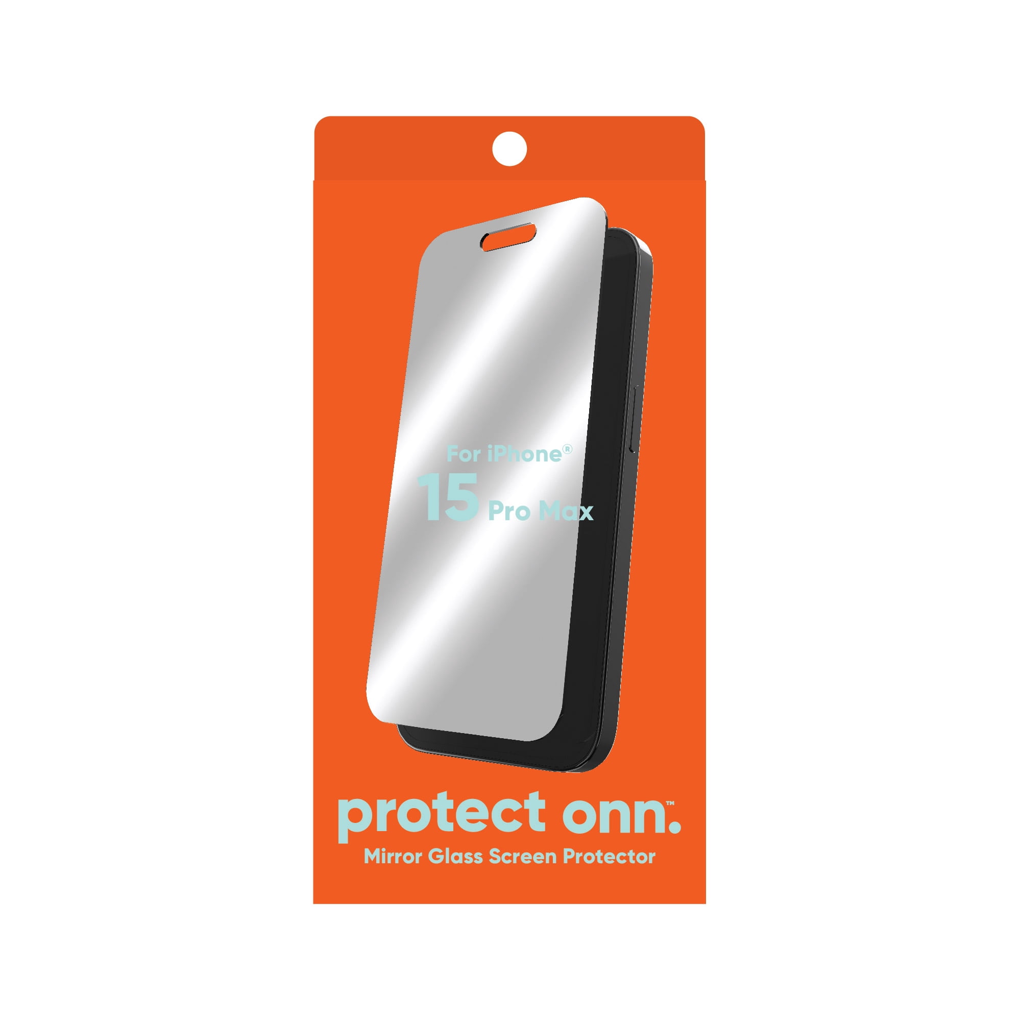 onn. Mirror Glass Screen Protector for iPhone 15 Pro Max - Mirror Finish