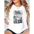 thumbnail image 1 of Camiseta con gráfico de Londres para mujer: camiseta informal de manga corta y cuello redondo con estampado del Big Ben y las Casas del Parlamento. Cómoda prenda de verano para un look informal. Camis, 1 of 6
