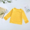 thumbnail image 4 of Dyfzdhu Toddler Girl Solid Color T-shirt Bow Lace Long Sleeve Crew Neck Top 0-5 Years Old, 4 of 4