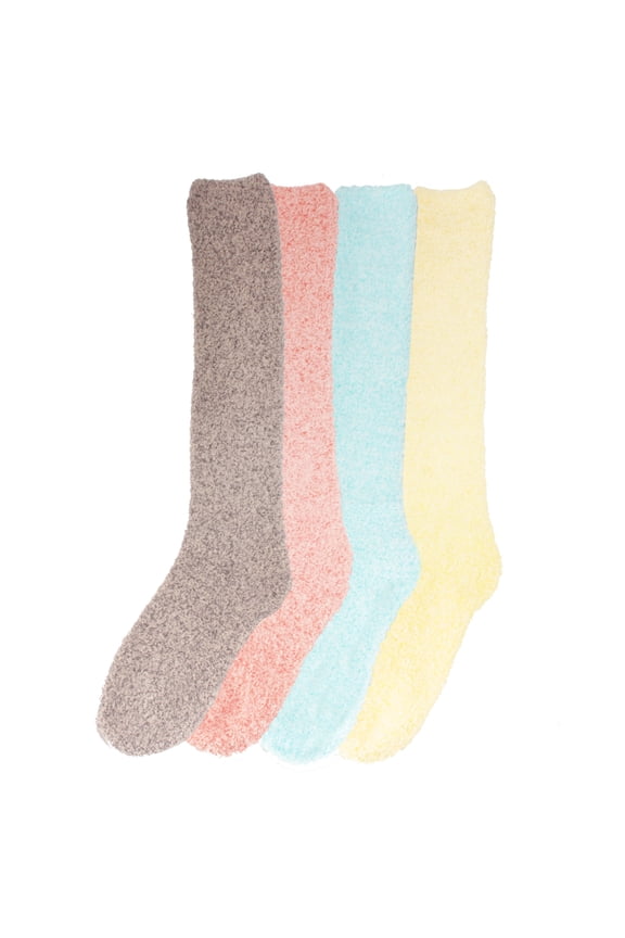 Women's Fuzzy Feather Soft Cozy Knee High Socks - Assortment 4C - Extra Large - 4 Pairs