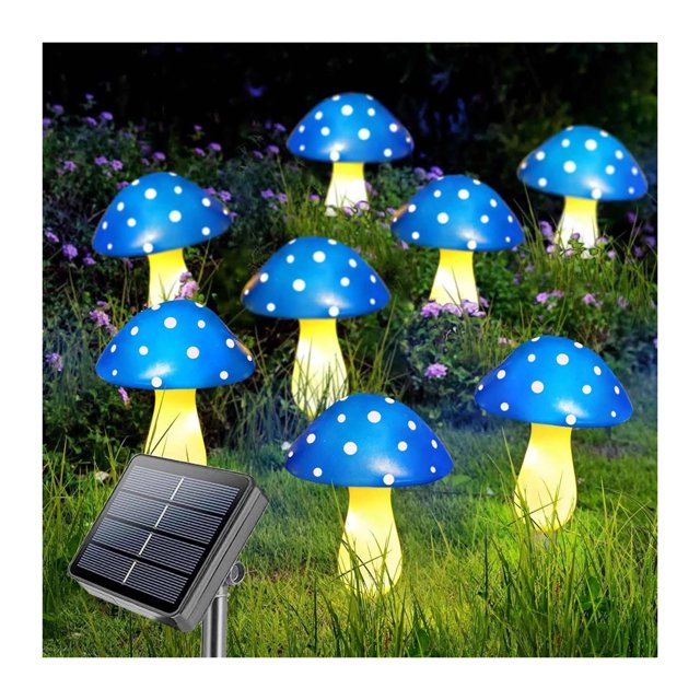 Lámpara de jardín con forma de seta, luz impermeable IP65 for exteriores, guirnaldas de luces, camino de jardín, decoración navideña