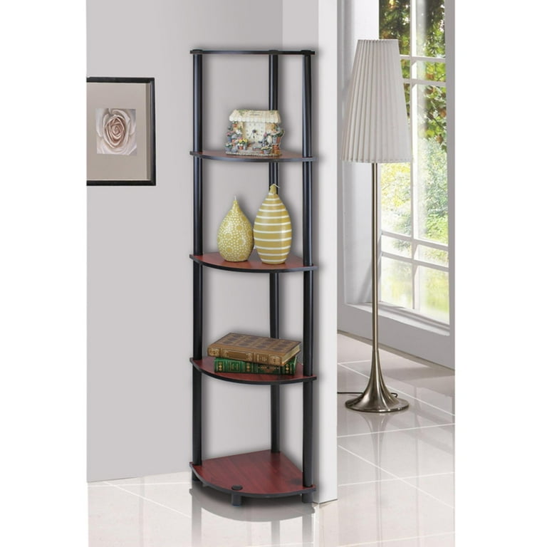 Furinno Turn-N-Tube 5 Tier Corner Display Rack Multipurpose Shelving Unit, Espresso/Black