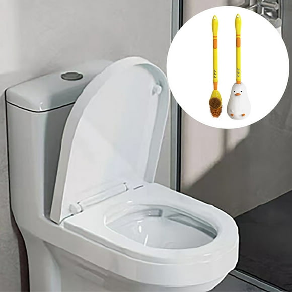 Cartoon Themed Liquid Dispensing Toilet Cleaning Brush With Wall Mounted Long Handle And Base For Household Hygiene
