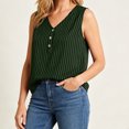thumbnail image 6 of Hearthz Women's Striped V Neck Women Sleeveless Tops 3 Buttons Henley Curved Hem Workout Tank Tops Woman Lightweight Textured Vest, 6 of 9