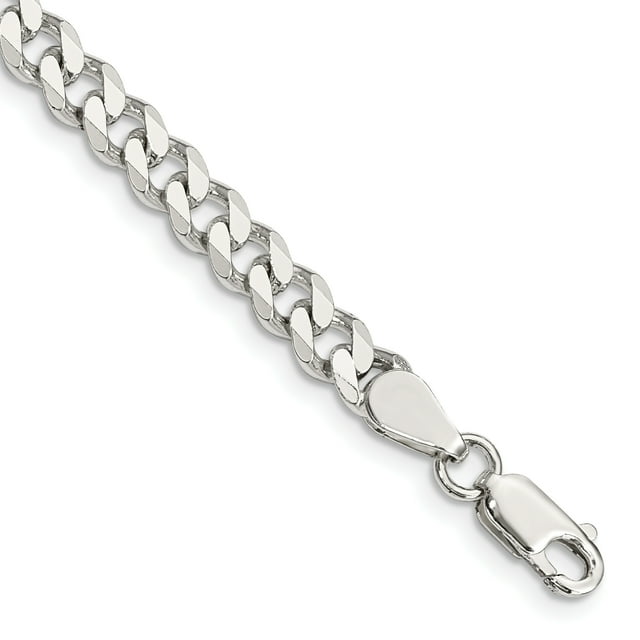 925 Sterling Silver 6mm Curb Chain Bracelet Beveled