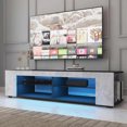thumbnail image 2 of High Gloss Modern TV Stand Unit with Bookshelves + LED Light + 4-Shelf Console Cabinet Home Office Living Room Furniture My Lux Decor Round, 2 of 8