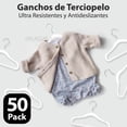 thumbnail image 4 of MAGMALIFE 50 Ganchos de Terciopelo para Ropa de Bebe, Gancho Plateado Giratorio de 360 Grados, Adecuado para Todo Tipo de Ropa, Antideslizante, 29 cm de Largo (Blanco), 4 of 6