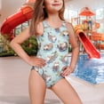 thumbnail image 2 of Yuyamidu Girls One Piece Swimsuits Sea Otter Pattern Bathing Suit Cross Shoulder Strap Swimwear Sleeveless Summer Beach Swimming Suit Cute Dance Leotard, 2 of 7