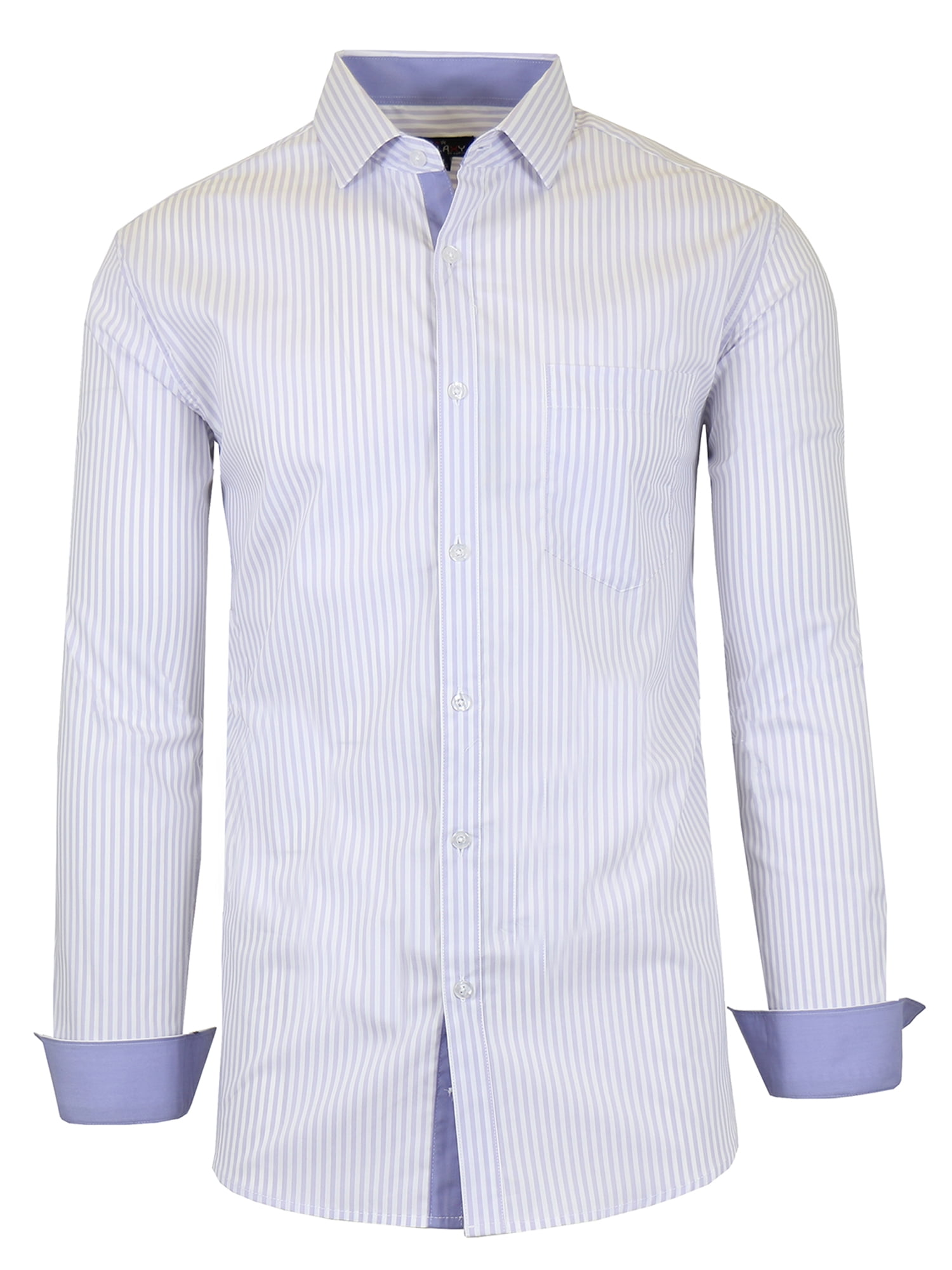 Men's Long Sleeve SlimFit CottonStretch Pinstripe Dress Shirts (S2XL