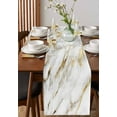 thumbnail image 2 of Table Runner Dresser Scarf 13 x 72 Inch Gold White Marble Abstract Cracked Stone Texture Contemporary Table Runners Non-Slip Heat Resistant Kitchen Dining Table Decor for Indoor Outdoor, 2 of 7