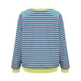 thumbnail image 5 of yunLCZ Women Blouses Women Oversized Striped Color Block Long Sleeve Crew Neck Sweatshirt Casual Loose Pullover Y2K Shirt Top Polyester,Spandex Pink S, 5 of 9