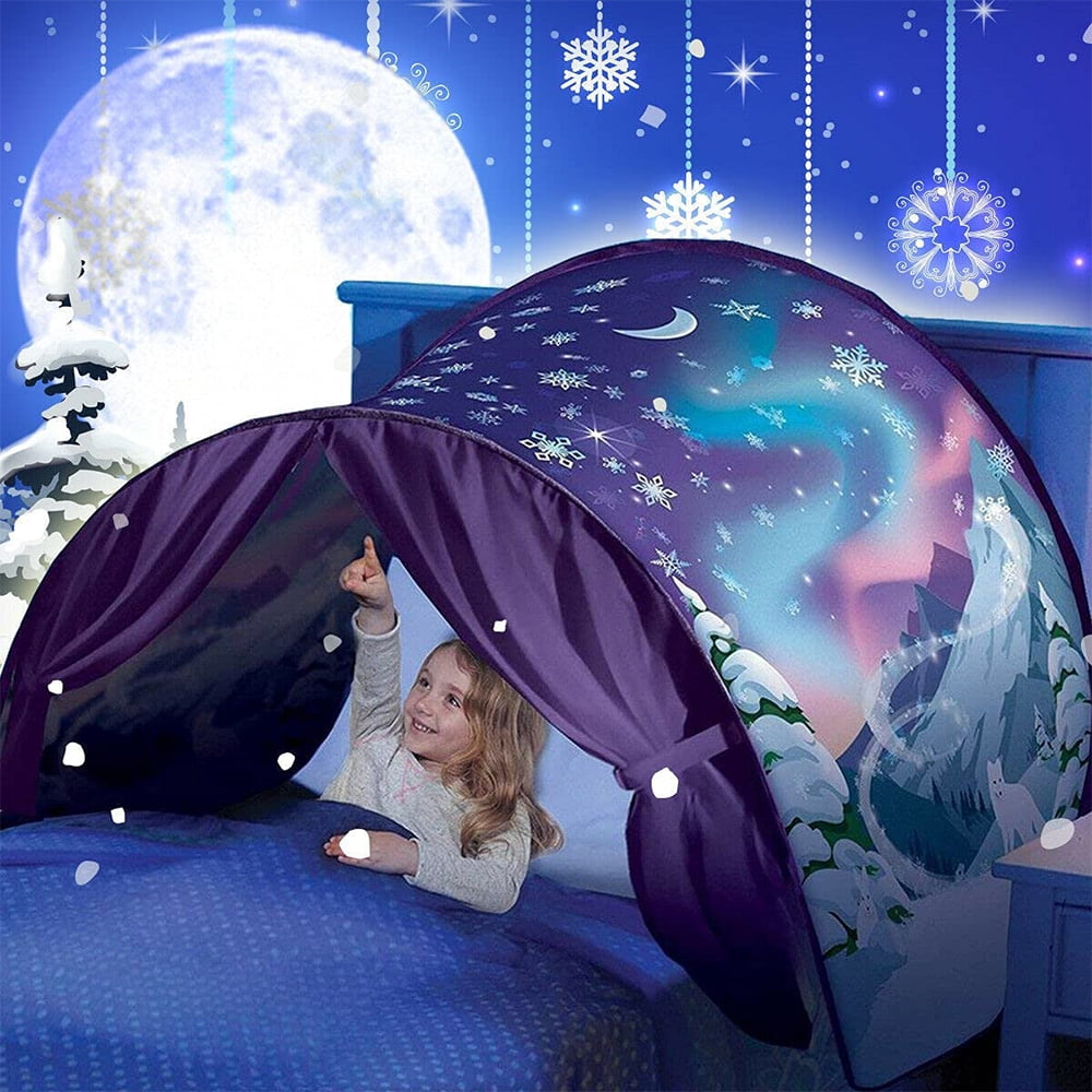 Dream Tent for Kids Pop Up Bed Tent Twin Size Children's Bed Reading Privacy Canopy Winter