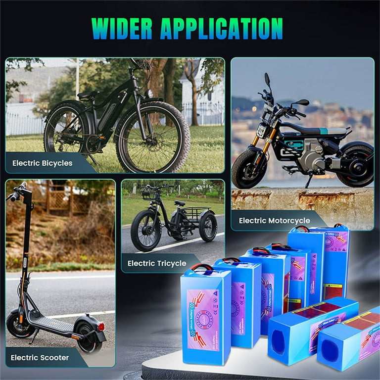 Ebike Battery 48V 8Ah Lithium, 30A BMS with Charger for 750W