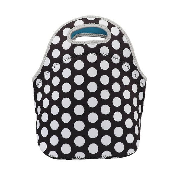 XMMSWDLA Insulated Neoprene Lunch Bag Tote Handbag Lunchbox Food Container Tote Cooler Warm Pouch for School Work Office Diving Material Lunch Bag Waterproof Insulation Lunch Box Bag Black and White