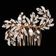 thumbnail image 4 of Peine del pelo Soledad Cristales de Oro perlas hojas Tocado nupcial de la boda, 4 of 10