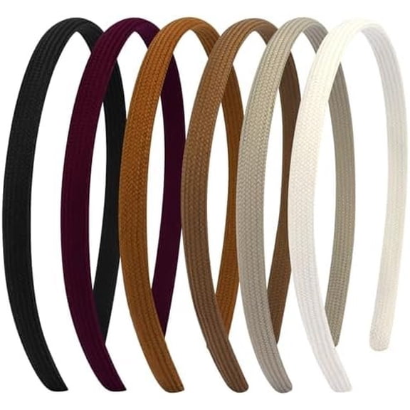 6 count Thin Headbands For Women Girls No Comfortable Headbands for Women Non Slip Fabric Skinny Narrow Hairbands Bands for Women's Hair Accessories ( Color)