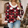 thumbnail image 4 of larppty Christmas Party Tops for Women with V Neck Santa Printed 2025 Fur Trim Long Sleeve Trendy Xmas Blouse (Pink, XXL), 4 of 8