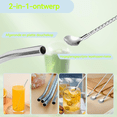 thumbnail image 3 of Juego de 14 piezas de cucharas y pajitas – Acero inoxidable reutilizable con 2 cepillos de limpieza – Para helados, batidos, cócteles y smoothies., 3 of 6