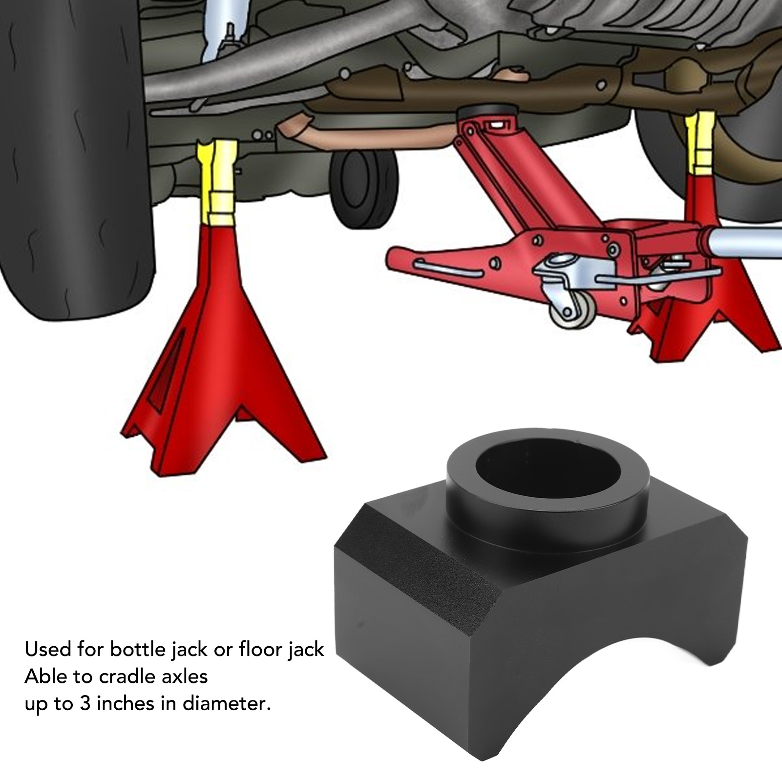 Adaptateur De Selle Pour Cric Bouteille 12T - Support Pour Essieux Jusqu'à 3 Pouces, En Fer, Usage Polyvalent