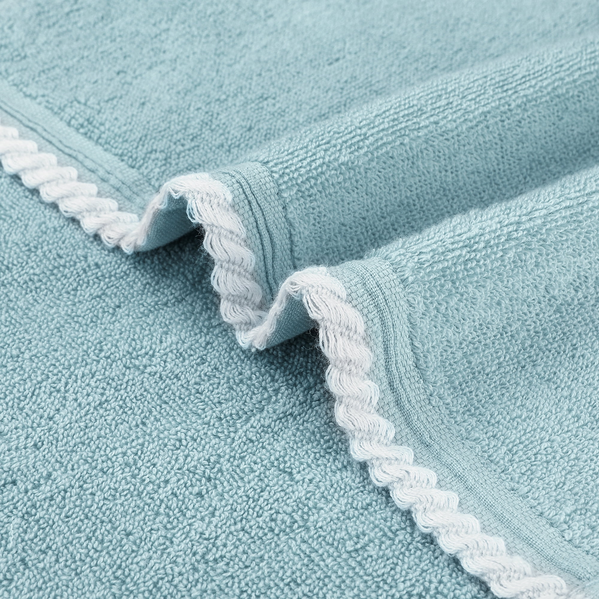 Unique Bargains Geometric Washcloths Set Cotton Bath Towels Low Lint Blue 4