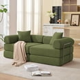 thumbnail image 3 of 73''Convertible Sleeper Sofa Modular Couch for Living Room, Corduroy Floor Sleeper Sofa Bed with Fixed-Shape Frame, Comfy Boneless Cloud Couch Loveseat, No Assembly Required, Green, 3 of 11
