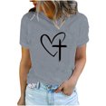 thumbnail image 1 of Camisetas de Manga Corta para las Mujeres Casual Día de Pascua Impresión Cuello de Tripulación Suelta Camiseta, Poliéster Spandex, 1 of 7