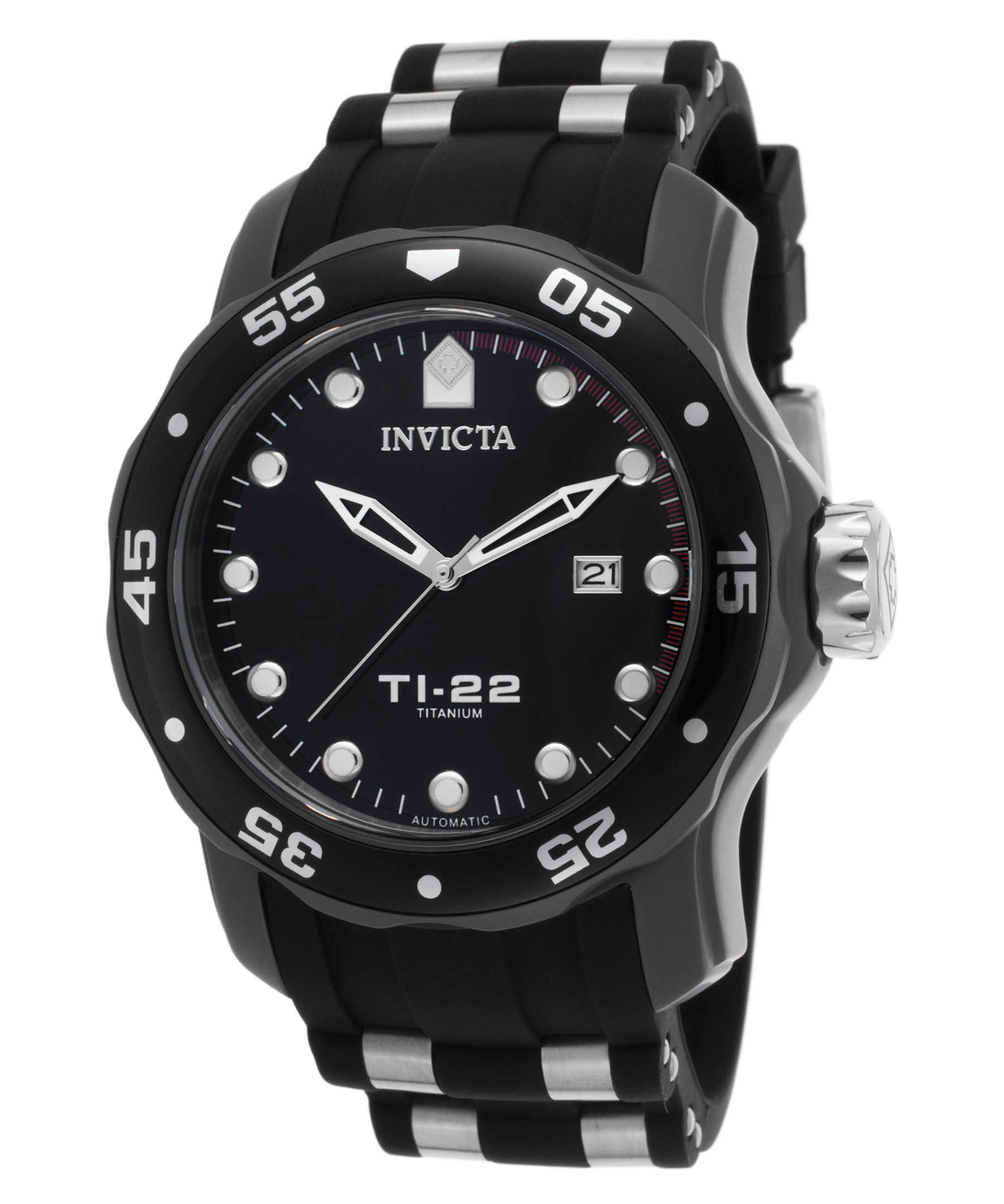 Invicta Men's 23557 Ti-22 Automatic Black Silicone Black Dial Titanium ...