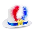 thumbnail image 3 of VNKIDY Mens Womens Patriotic Top Hat With Feather And Gold Star Accent Usa Flag Color Design Party Hat For Independence Day Holiday Daily Wear Trendy Hat, 3 of 3