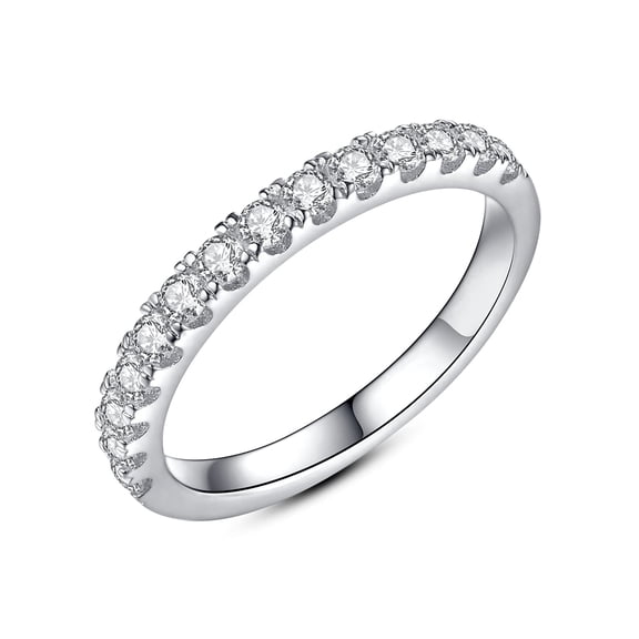 IMOLOVE Moissanite Wedding Band Wedding Rings for Women 925 Sterling Silver Rings with 18K White Gold Plated Eternity Stackable Engagement Ring Anniversary Band 0.3CT, Size 6.5