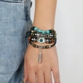 thumbnail image 3 of Eosunjian Ethnic Style Bracelet Blue Eye Alloy Feather Pendent Multilayer Beaded Wristband Women Men Bracelet Jewelry Accessories Gift Blue, 3 of 13