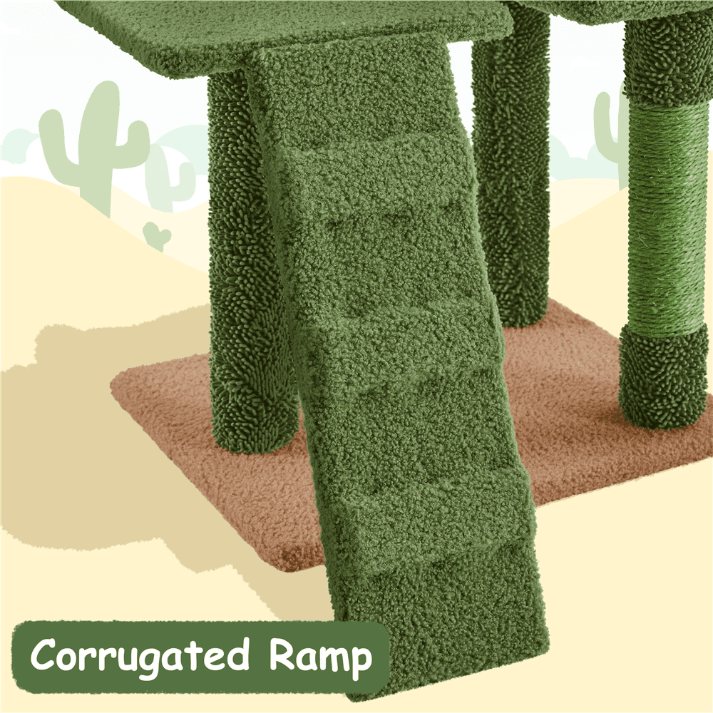 Alden Design 52.5'' Height Cactus Cat Tree Condo with Natural Sisal, Green/Brown