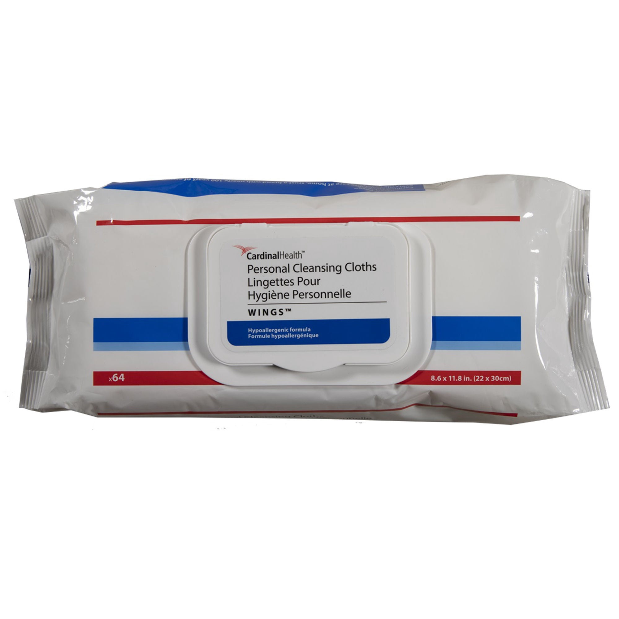 Cardinal Health Wings Personal Cleansing Wipe 8.6 X 11.8 Inch 5299S, 12 Pack 768 Wipes