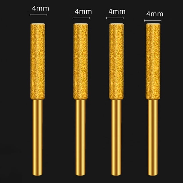 4Pcs Diamond Chainsaw Ener Cylindrical Burr Chainsaw Sharpener Stone File Chain Sharpening Carving Grinding Power Tools Parts C