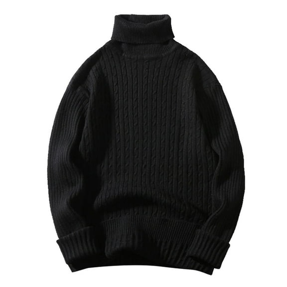 JTieacloth Men's Pullover Sweaters Male Autumn And Winter Wool Sweater Round Neck Pullover Bottoming Shirt All Matching High Neck Top(Black)