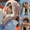 thumbnail image 4 of Windproof Warm Animal Rabbit Ear Hat Plush Hat Hoodies Scarf Mittens Adults Kids, 4 of 18
