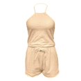 thumbnail image 4 of Rggeeun Women Outfits Halter Tops Athletic Shorts Breathable Drawstring Matching Sets Outdoor Wear Relaxed,Yellow,L, 4 of 5