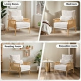 Ktaxon Accent Chair, Solid Wood and Jute Rope Armrests Armchair, Single sofa with Lumbar Pillow for Living Room Bedroom Office Off White - Walmart.com
