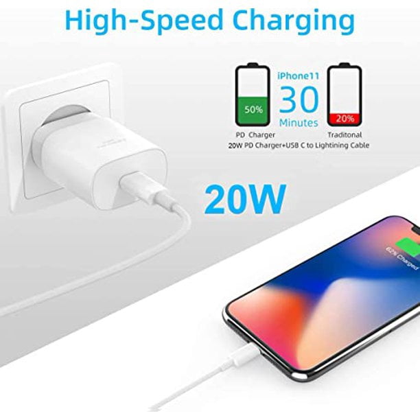 Chargeur Rapide 20W + Cable USB-C Lightning pour iPhone 14 / 14 PLUS / 14  PRO / 14 PRO MAX / 13 / 13 MINI / 13 PRO / 13 PRO MAX /