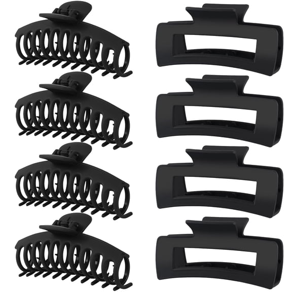 Hair Clips for Women 4.3 Inch Large Hair Claw Clips for Women Thin Thick Curly Hair, Big Matte Banana Clips,Strong Hold jaw clips (Black)