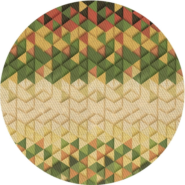 Ahgly Company Tapis d'Intérieur Lavables en Machine, Ronds, Marron Chêne Transitionnel, Ronds de 3'