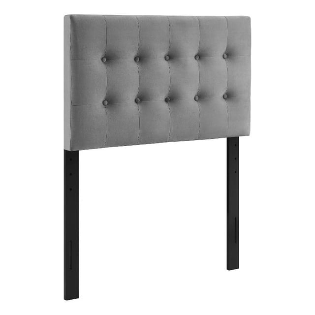 Pemberly Row Tête de Lit Capitonnée en Velours de Performance pour Lit Simple, Gris