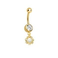 thumbnail image 1 of Gold Ion-Plated Dangle-Style Belly Ring with CZ Gem Cluster, 1 of 3