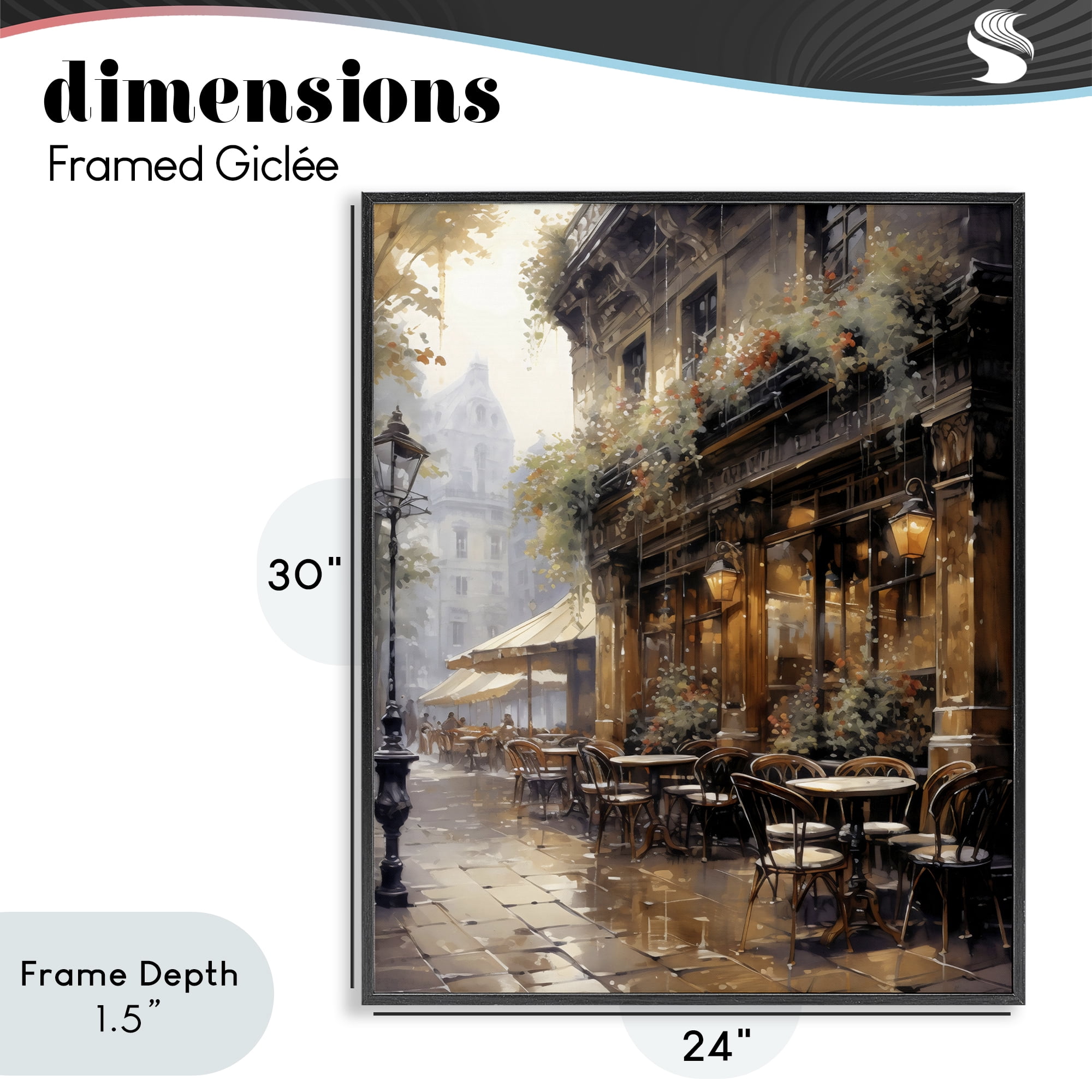 Stupell Industries Paris Street Cafe in Rain Black Framed Giclee Art, design by Creative Studio