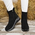 thumbnail image 2 of Rokment Womens Platform Wedge Mid Calf Boots with Side Zipper Stylish Casual Suede Mid Heel Walking Work Short Booties Fall Winter Black Size 6, 2 of 6