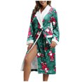 thumbnail image 4 of Womens Soft Pajama Clearance- Sexy Printed Silk Satin Bathrobes Plus Size Robe Sleepwear Green Size M, 4 of 7