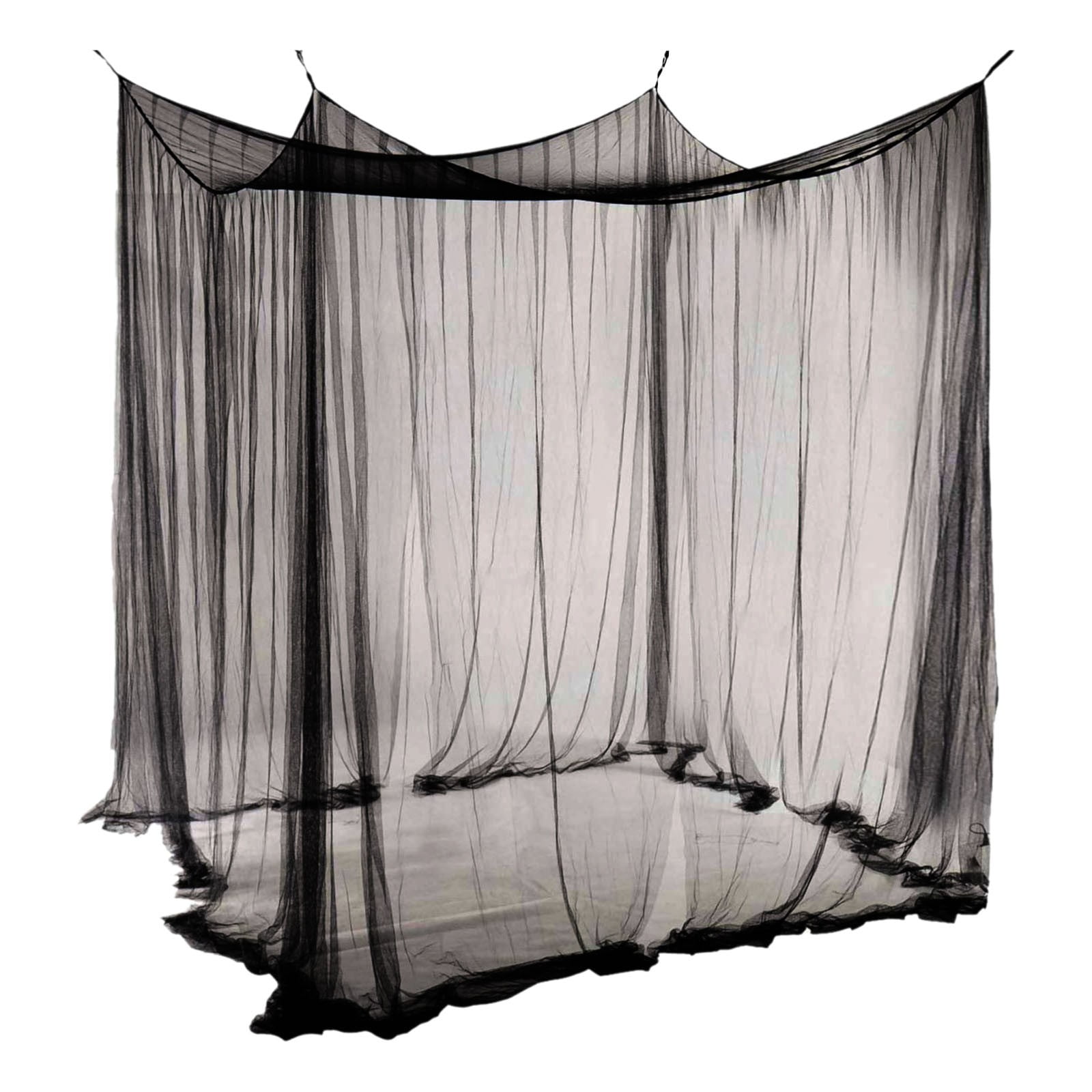 4-Corner Pillar Bed Canopy Curtains Polyester Curtains Color:Black Material:Nylon,Spandex