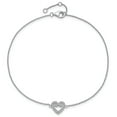thumbnail image 6 of Sterling Silver & CZ Polished Heart Anklet w/1in Ext, 6 of 7