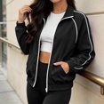 thumbnail image 6 of Harcomeey Womens Track Jacket Stand Collar Full Zip Long Sleeve Casual Athletic Outerwear with Pockets Spring Fall Outfits 3XL, 6 of 7