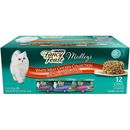 (12 Pack) Fancy Feast Medleys White Meat Chicken Recipe Collection Wet Cat Food, 3 oz.