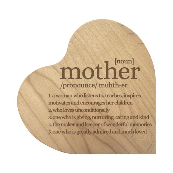Engraved Wooden Heart Block 5” x 5.25” x 0.75”- Mother